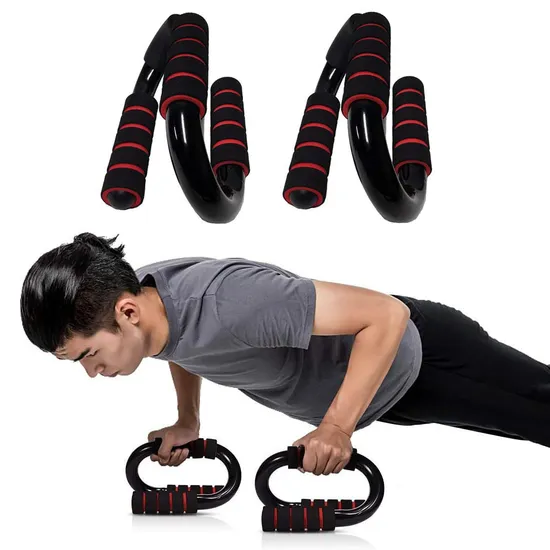 Portable Exercise Fitness Body Training S Shape Steel Push up Bars 